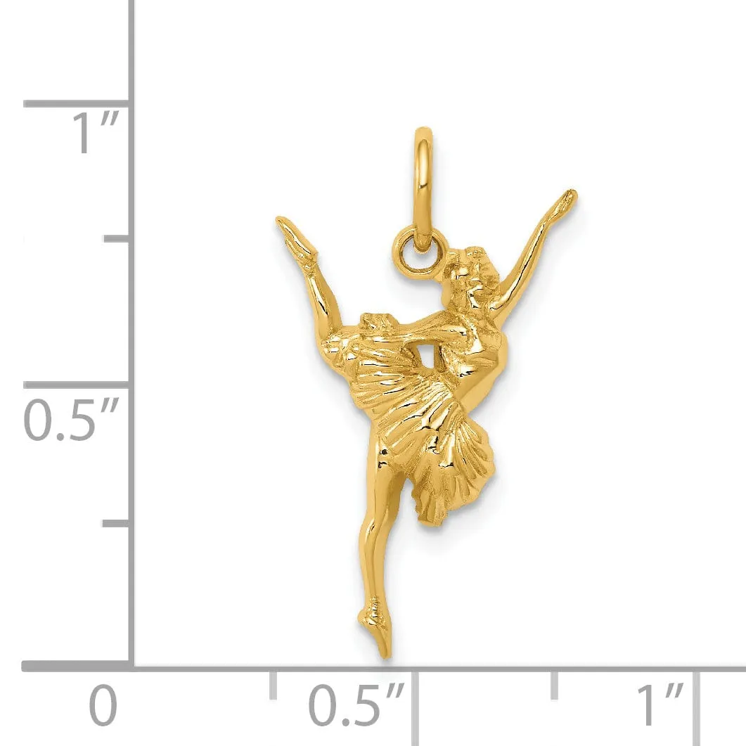 14k Yellow Gold Polished Finish Dancing Ballerina