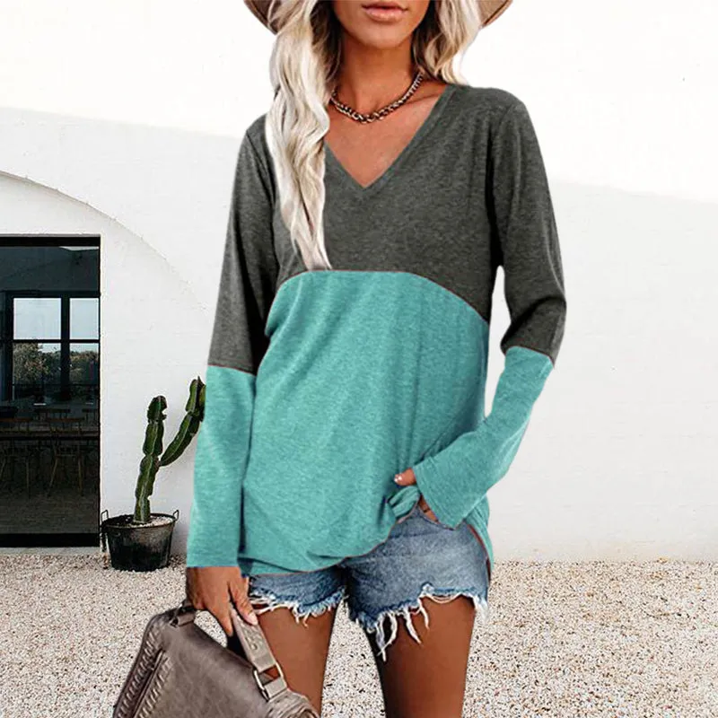 Contrast Panel Long Sleeve Top