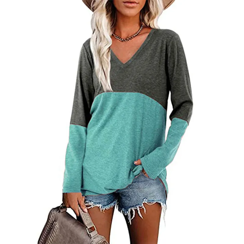 Contrast Panel Long Sleeve Top