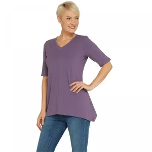 Denim & Co. Women's Perfect Jersey V-neck Trapeze Hem Knit Top