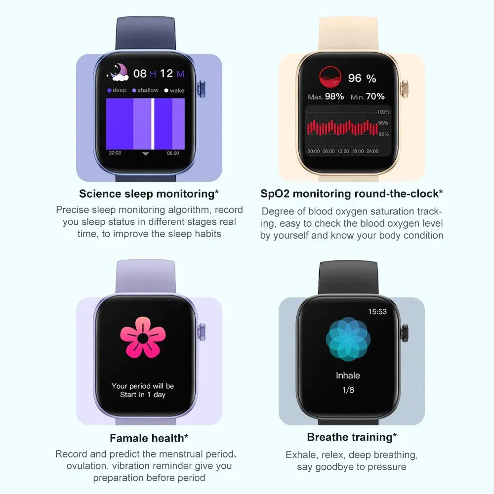 Full Screen Sport Heart Rate Blood Pressure Blood Oxygen Health Monitoring IP67 Waterproof Smart Watch Voice Call Smartwatch