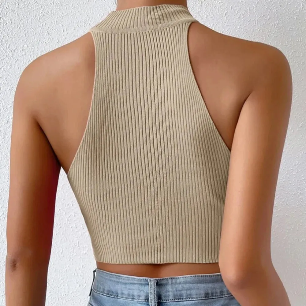 New Women's Vest Short Thread Off-The-Shoulder Collarbone Top Top Summer Sexy Spice Knit Camisole Vest