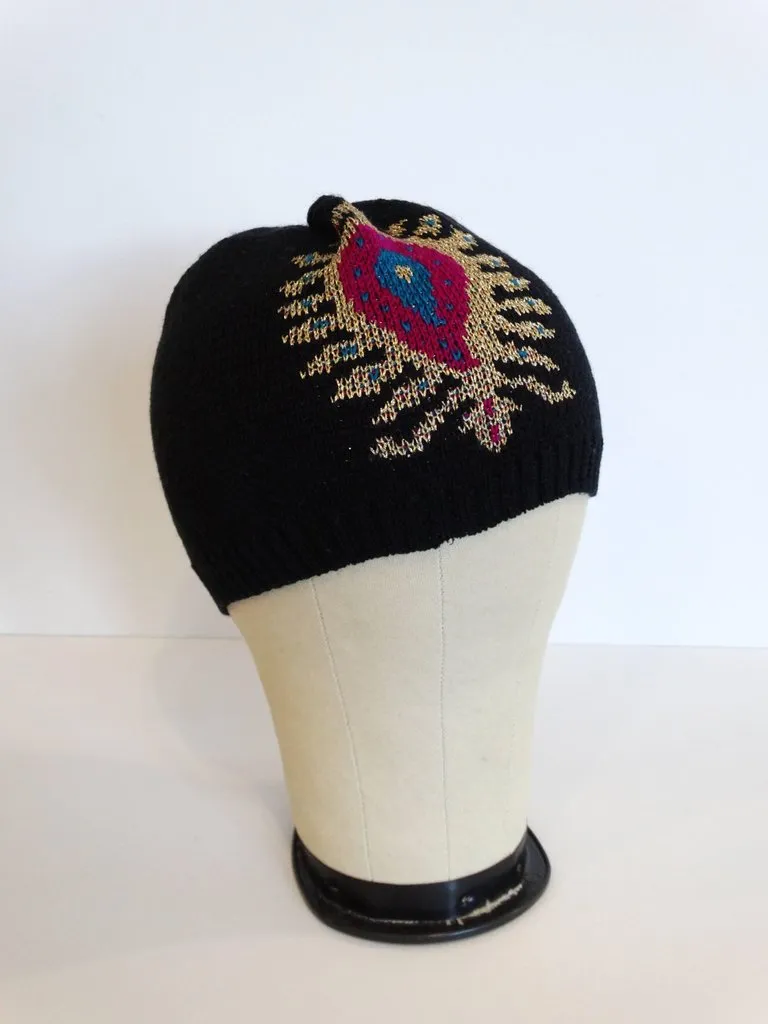 Rare 1970s Yves Saint Laurent Knitted Peacock Beanie