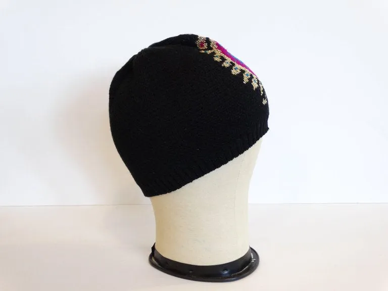 Rare 1970s Yves Saint Laurent Knitted Peacock Beanie