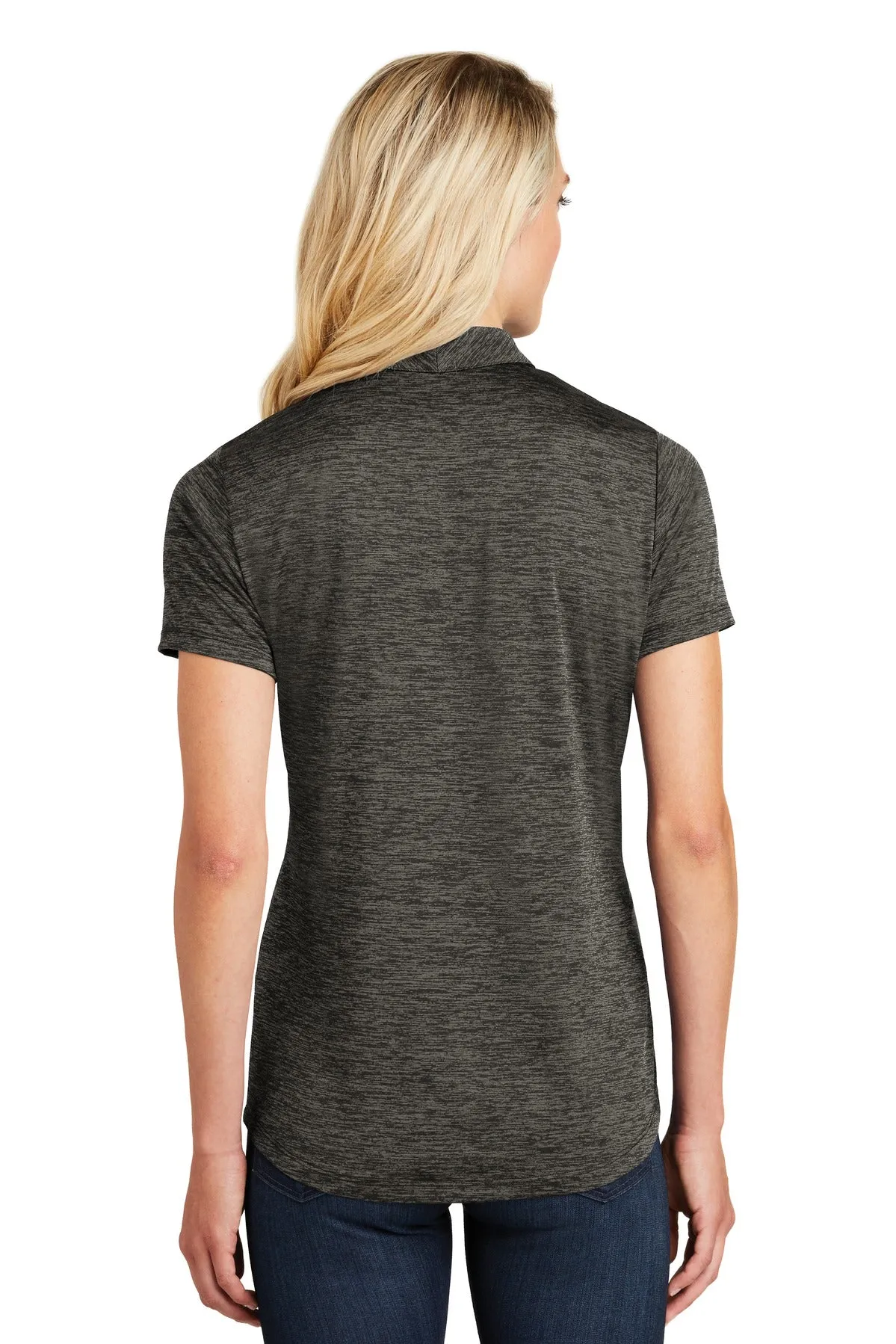 Sport-Tek  Women's PosiCharge  Electric Heather Polo. LST590 Grey-Black Electric