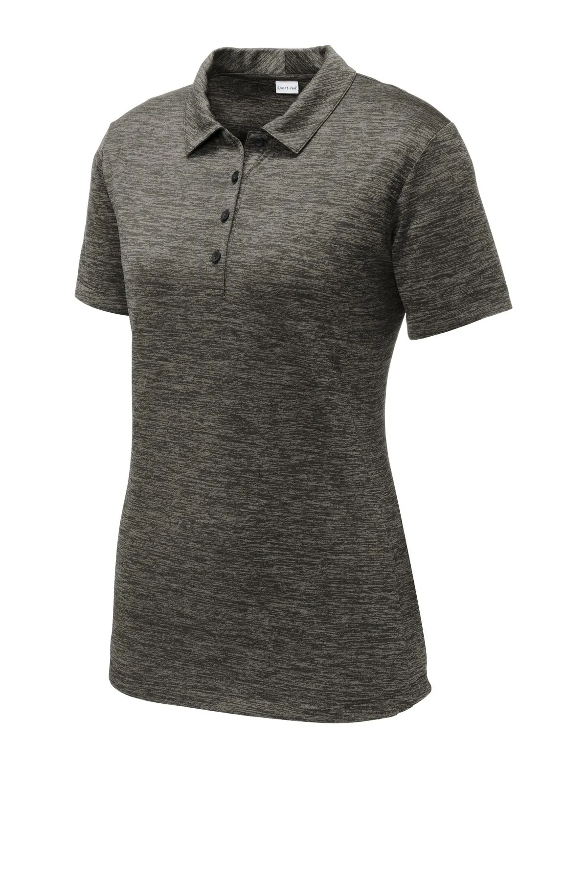 Sport-Tek  Women's PosiCharge  Electric Heather Polo. LST590 Grey-Black Electric