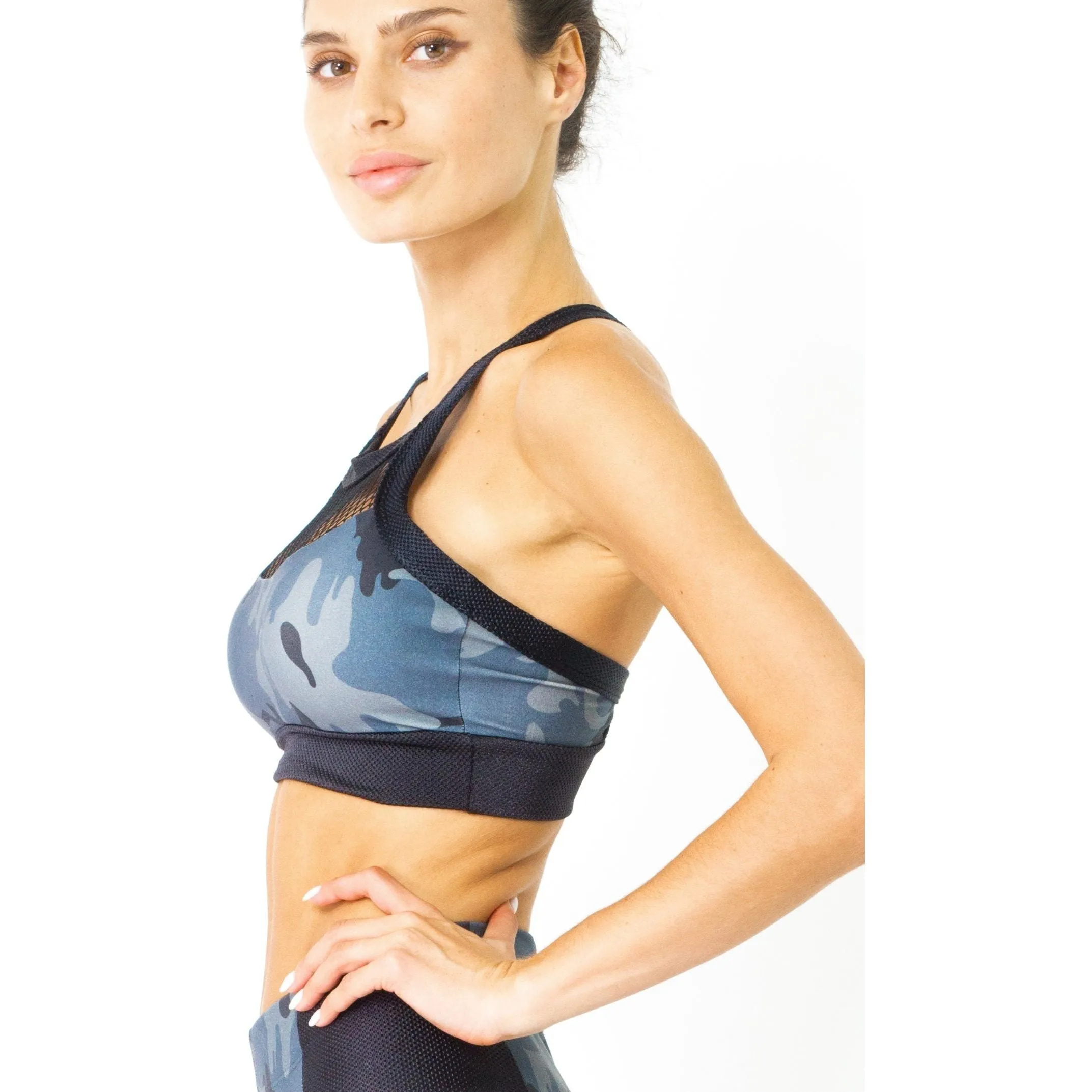 Summer Veloso Supplex Sports Bra with Mesh Trim