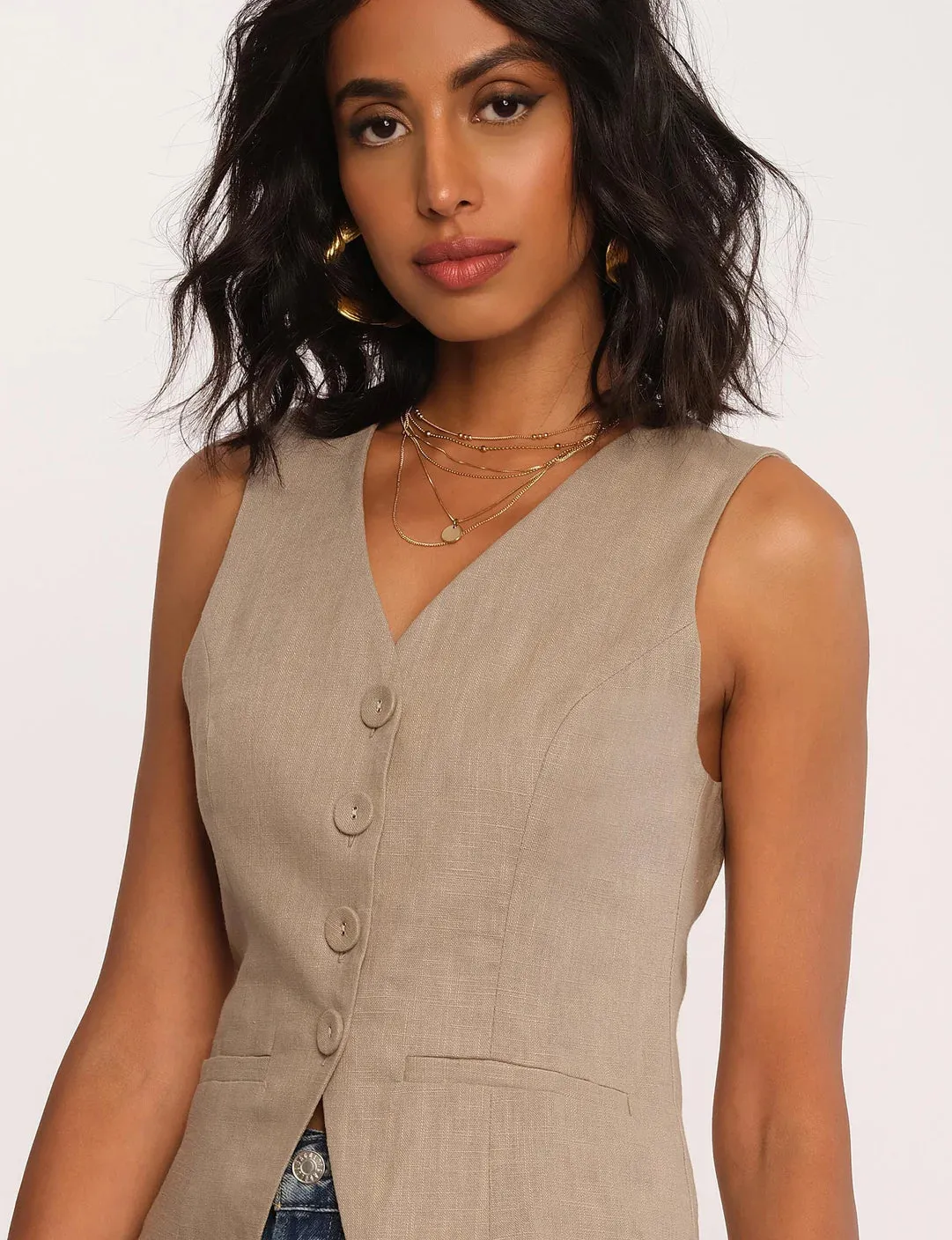 The Silvie Vest by Heartloom - Bark