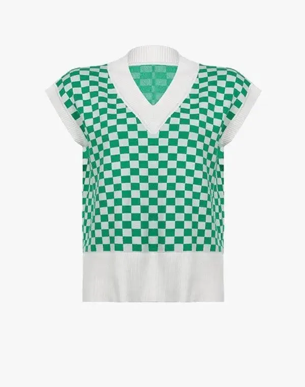 Y2K Plaid Knit Vest